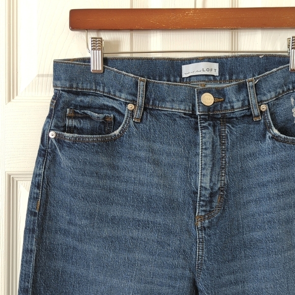Loft Classic Medium Wash High Waist Slim Straight Leg Ankle Cropped Jeans 30/10 - Picture 12 of 15